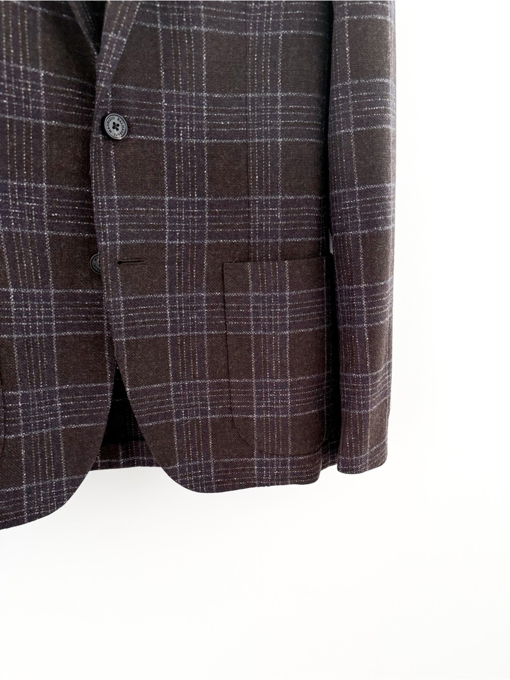 New Maurizio Baldassari Italian Wool Plaid Sport Coat Blazer Men's Brown Blue 40 - Picture 7 of 15
